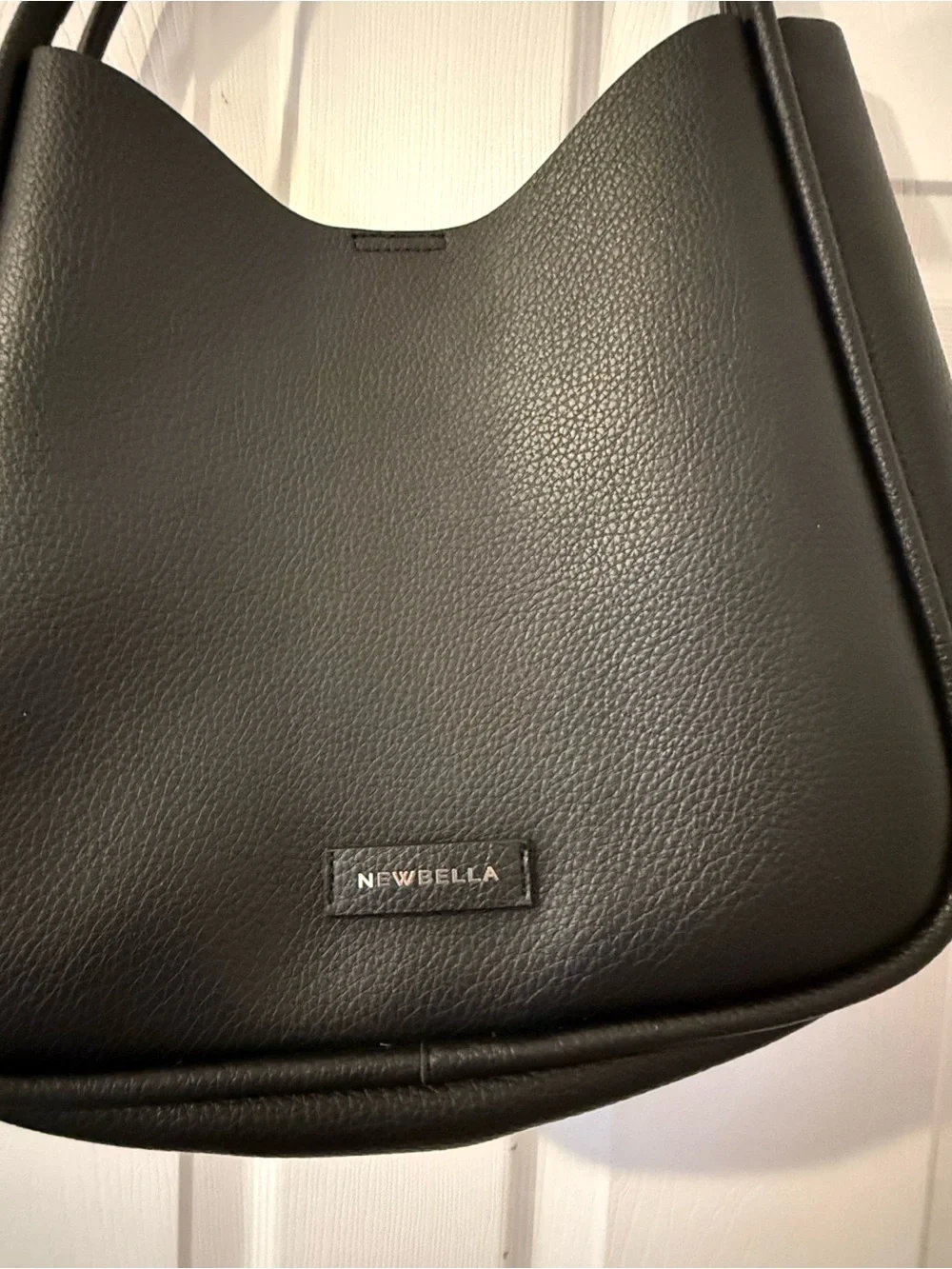 NEWBELLA Black Pebbled Faux Leather Shoulder Tote Bag Minimalist Everyday Purse